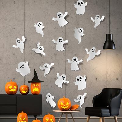 21dílná sada halloweenských samolepek na zeď – Samolepicí samolepky duchů na zeď do koupelny, obývacího pokoje, na verandu a pro domácí dekoraci