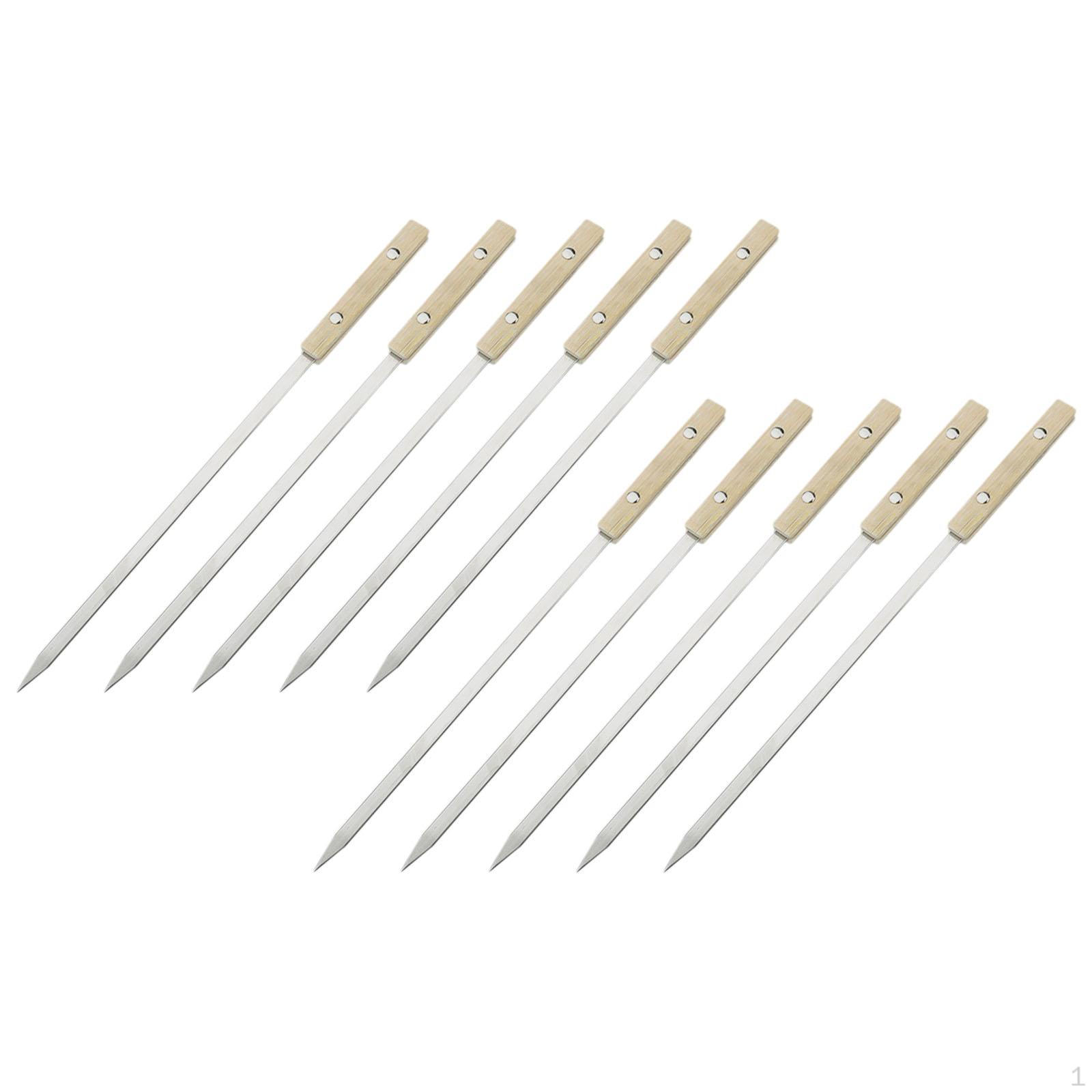 

10 шт., шампуры для барбекю, инструменты для гриля, набор из нержавеющей стали с ручкой, палочки для шашлыка, барбекю 40cm