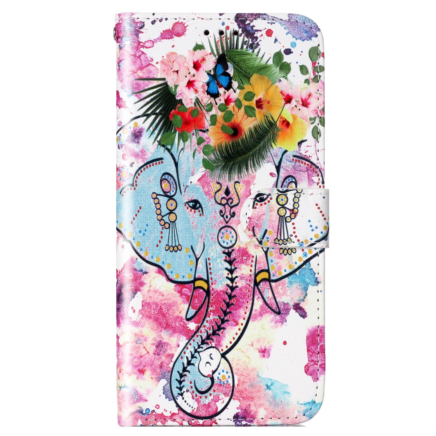 

For Sony Xperia 10 V Wallet Case Pattern Printing PU Leather Stand Phone Cover with Strap Elephant