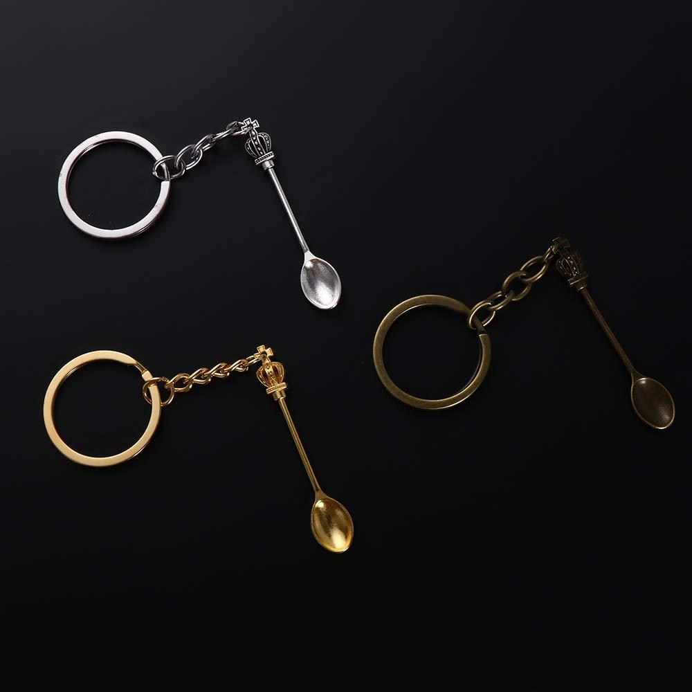 Silver Color Ornaments Handmade Craft Jewelry Gift Trinkets Spoon Keychain Key Ring Metal Key Chain