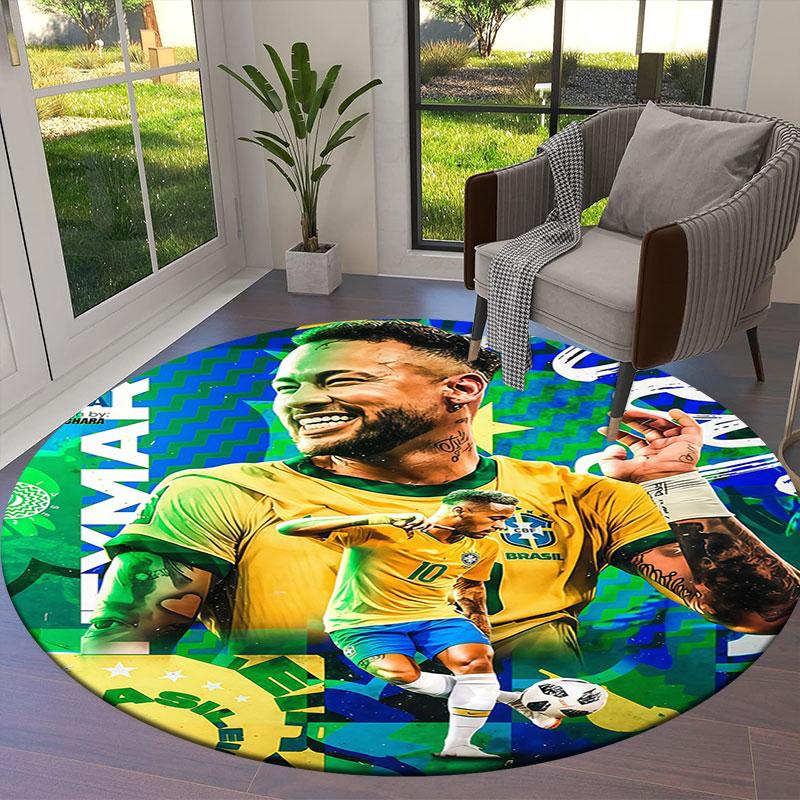 Neymar Round Area Rug,Carpet Rug for Living Room Bedroom Sofa Playroom Decor,Non-slip Floor Mat
