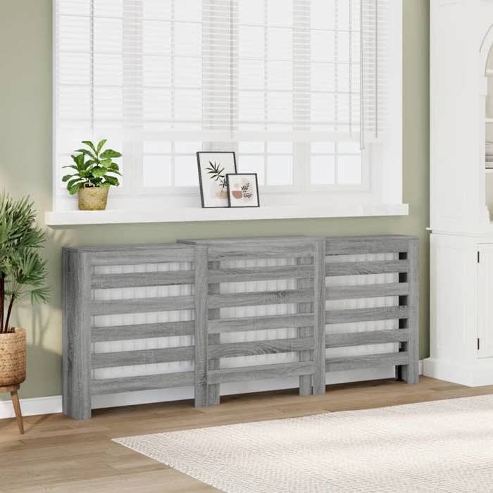 VidaXL Radiator Cover Sonoma Grey 205x21.5x83.5 Cm Engineered Wood, Radiator Cap, Top Radiator Cover, Radiator 852722