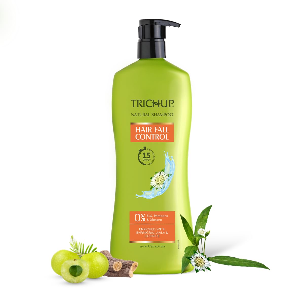 Trichup Hair Fall Control Natural Shampoo 640 ml Pack of 1 for Healthy, Shiny, Strong Hair Daily Care