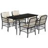 VidaXL Ensemble à Manger de Jardin avec Coussins 5 pcs, Table et Chaises de Patio, Meubles d'Extérieur Terrasse, Moderne, 3212085