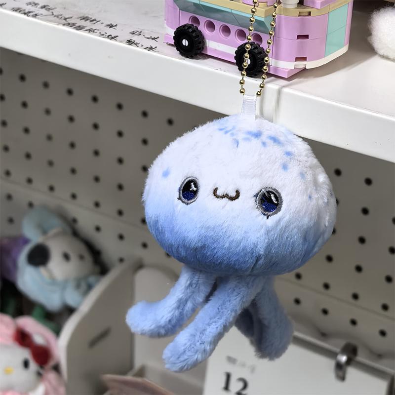 Aquarium Blue Jellyfish Plush Pendant Women Cute Simulation Animal Plush Doll Pendants Key Soft Plushies Backpack Keychain