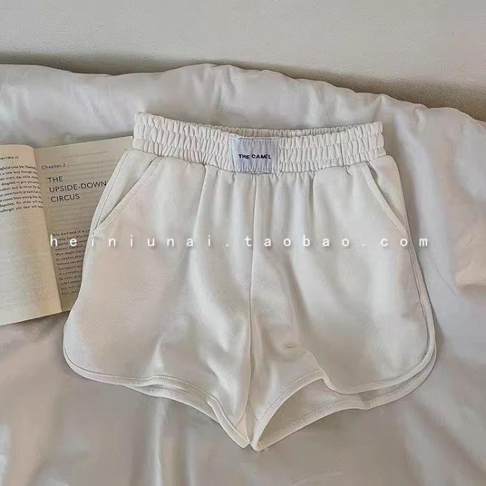 

Женские летние А-силуэта шорты с высокой талией для спорта - Универсальный свободный крой для бега S белый