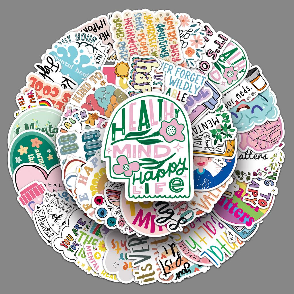 100 Mental Health Graffiti Stickers Personalized Depression English Slogan Decorative Water Cup Computer Stickers