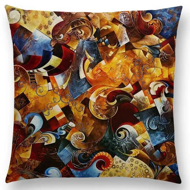New Gorgeous Abstract Art Painting Mysterious Color Vortex Fantasy Geometry Retro Cushion Cover Car Sofa Throw Pillow Case