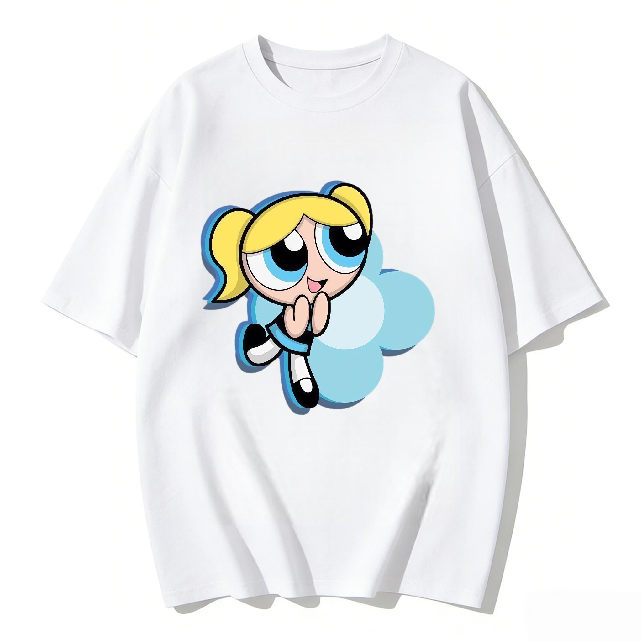 

2026 Summer Cute Powerpuff Girls Family Matching T Shirts Cartoon Print Cotton Tees Casual Short Sleeve Tops for Kids and Adults 4XL