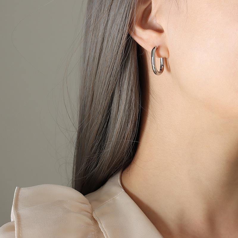 18K Gold-Toned Titanium Geometric U-Shaped Autumn Earrings