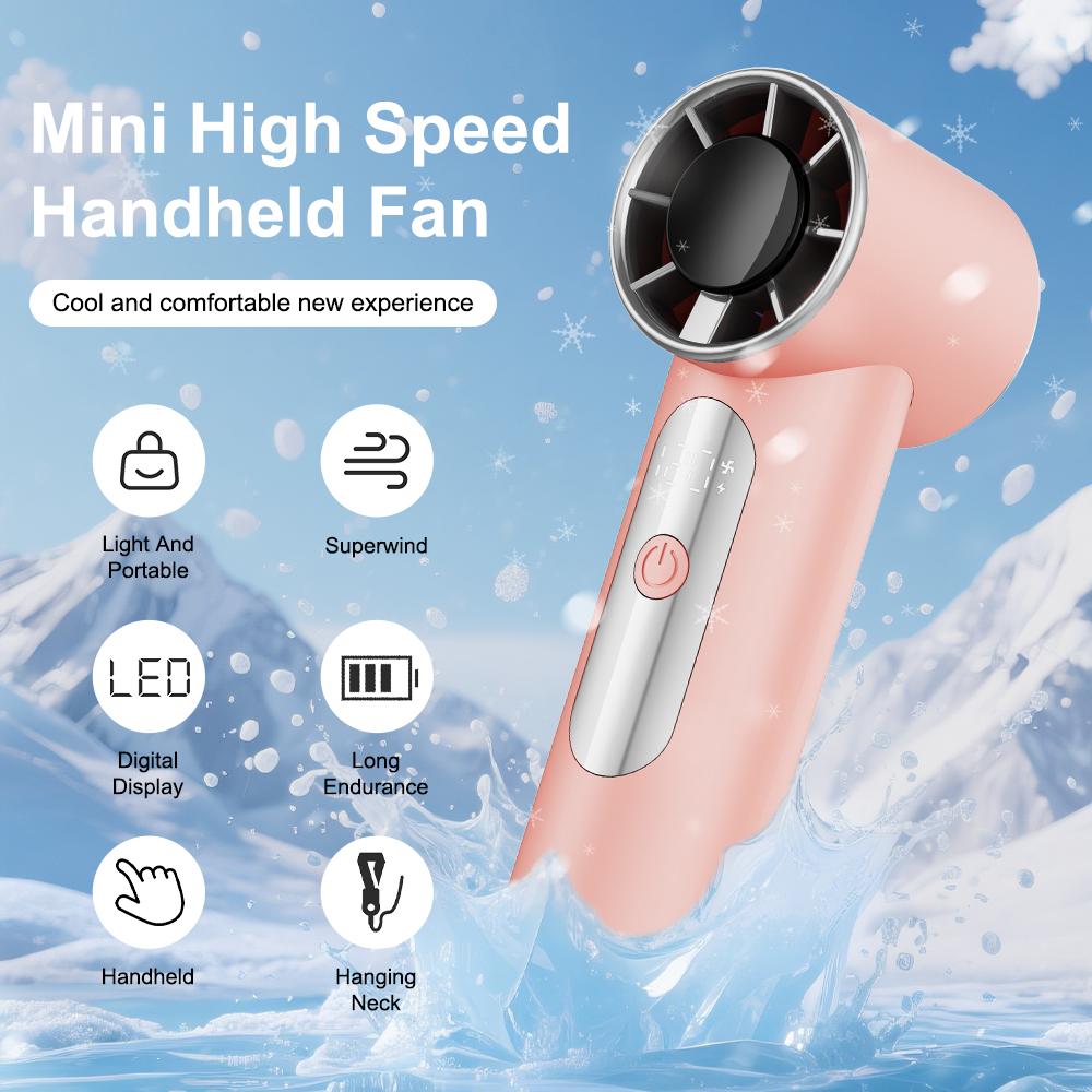 Rechargeable Turbo Handheld Fan Mini Portable Cooling Fan Runtime Operated Small Fan For Office Travel Outdoor Camping