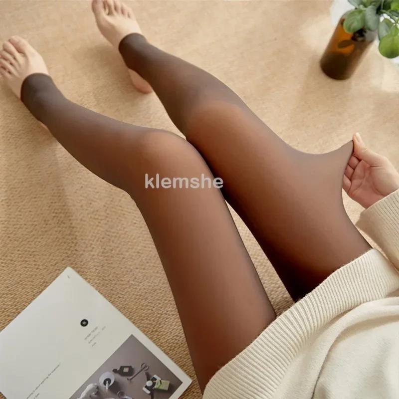 Thermal Stockings Woman Fleece Tights Sexy Winter Warm Pantyhose Translucent Slim Thicken Tights Elastic Velvet Pantyhose Female