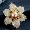 Elegant Temperament Bauhinia Flower Brooch Suit Pearl Women's Chest Flower Full Diamond Flower Buckle Needle Cardigan Accessory