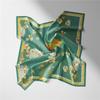 Twill Silk Scarf Woman Birds Painting Square Scarves Wraps Bandana Small Hijab Silk Foulards Tie Headband Neckerchief 53CM