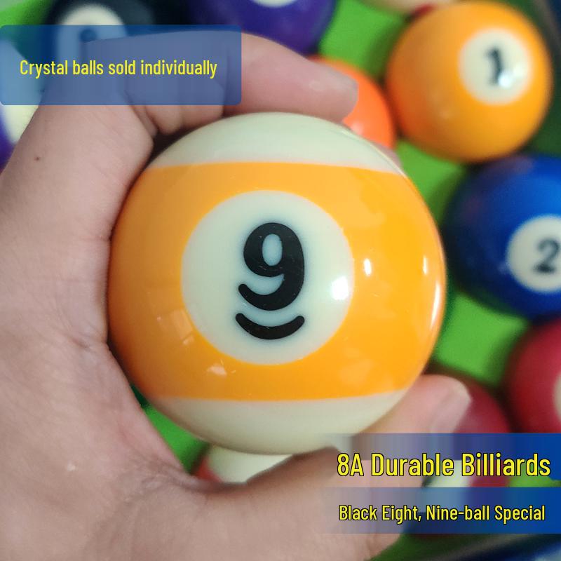 Standard American Billiard 16-Ball Set: Black 8 & 9-Ball with Large Numbers