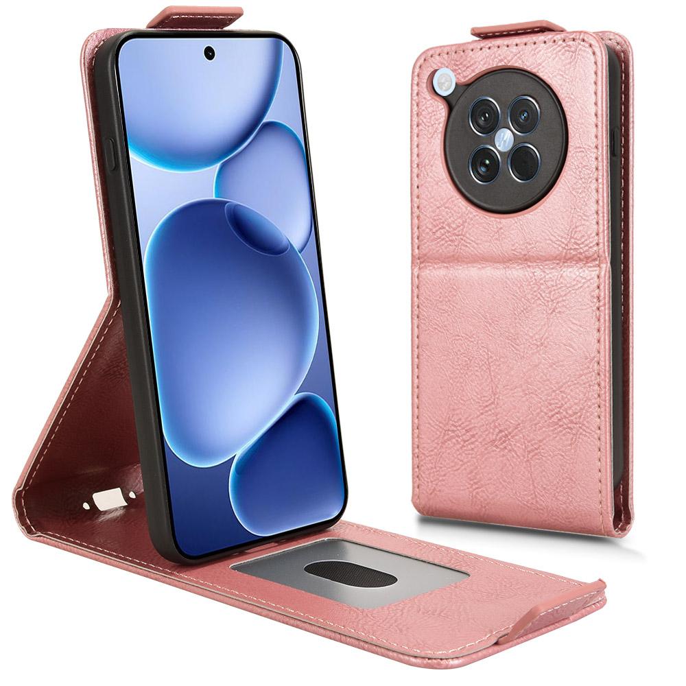 

Для Oppo Find X8s 5G Чохол-підставка Магнітна застібка Вертикальний відкид Шкіряний чохол для телефону з тримачем для карток Rose Gold