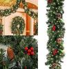 Garland 6ft Christmas Led Light Up Wreaths Red Berry Rattan Xmas Fireplace Decor