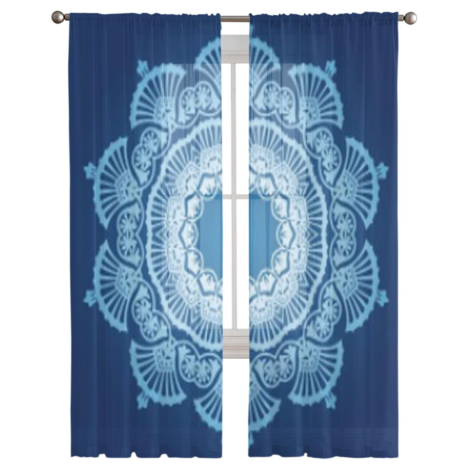 Круглые цветочные тюлевые прозрачные шторы для гостиной спальни современные шифоновые — фото 2