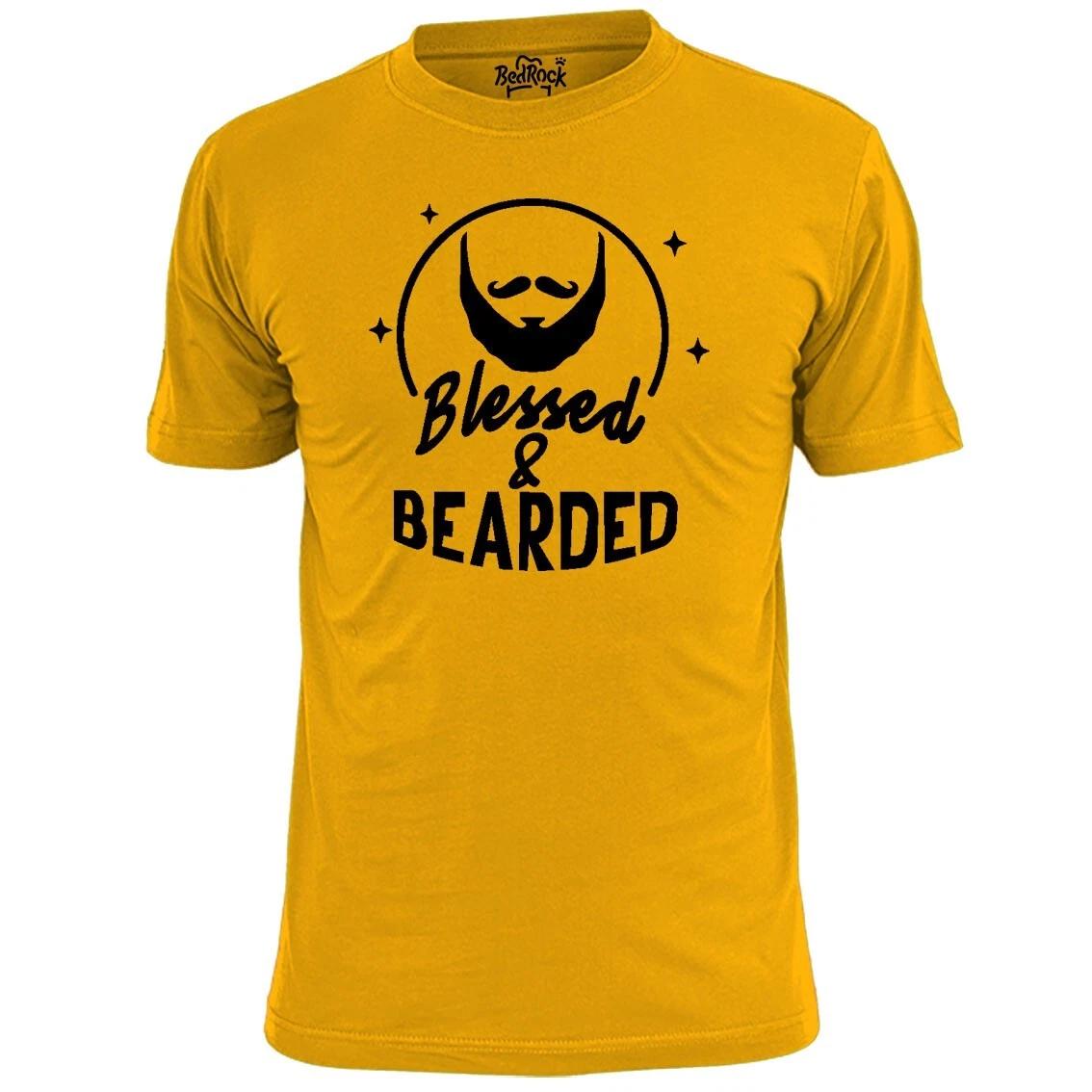 Mens Blessed And Bearded Funny T shirt Dad Brother Grandad 4XL