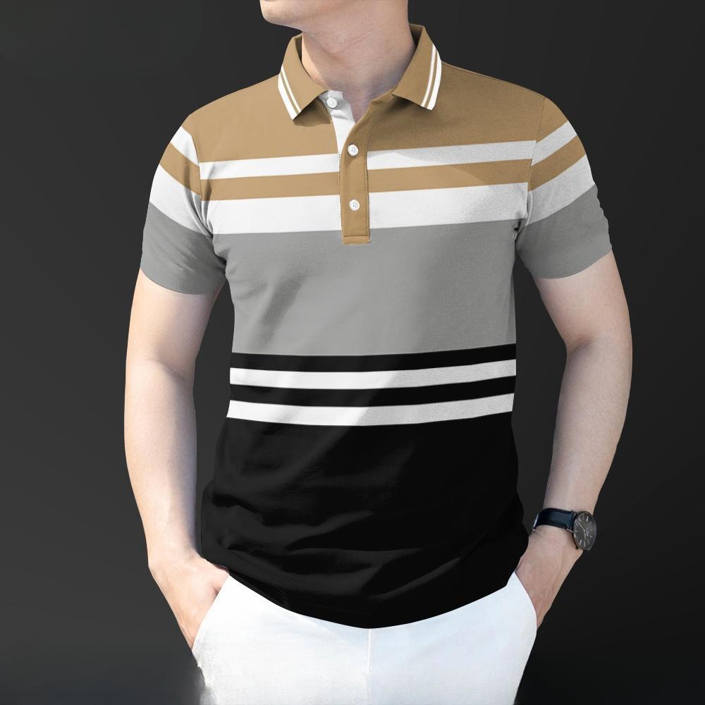 Men s casual shirt business office short sleeved 3D sublimation clothing button top S