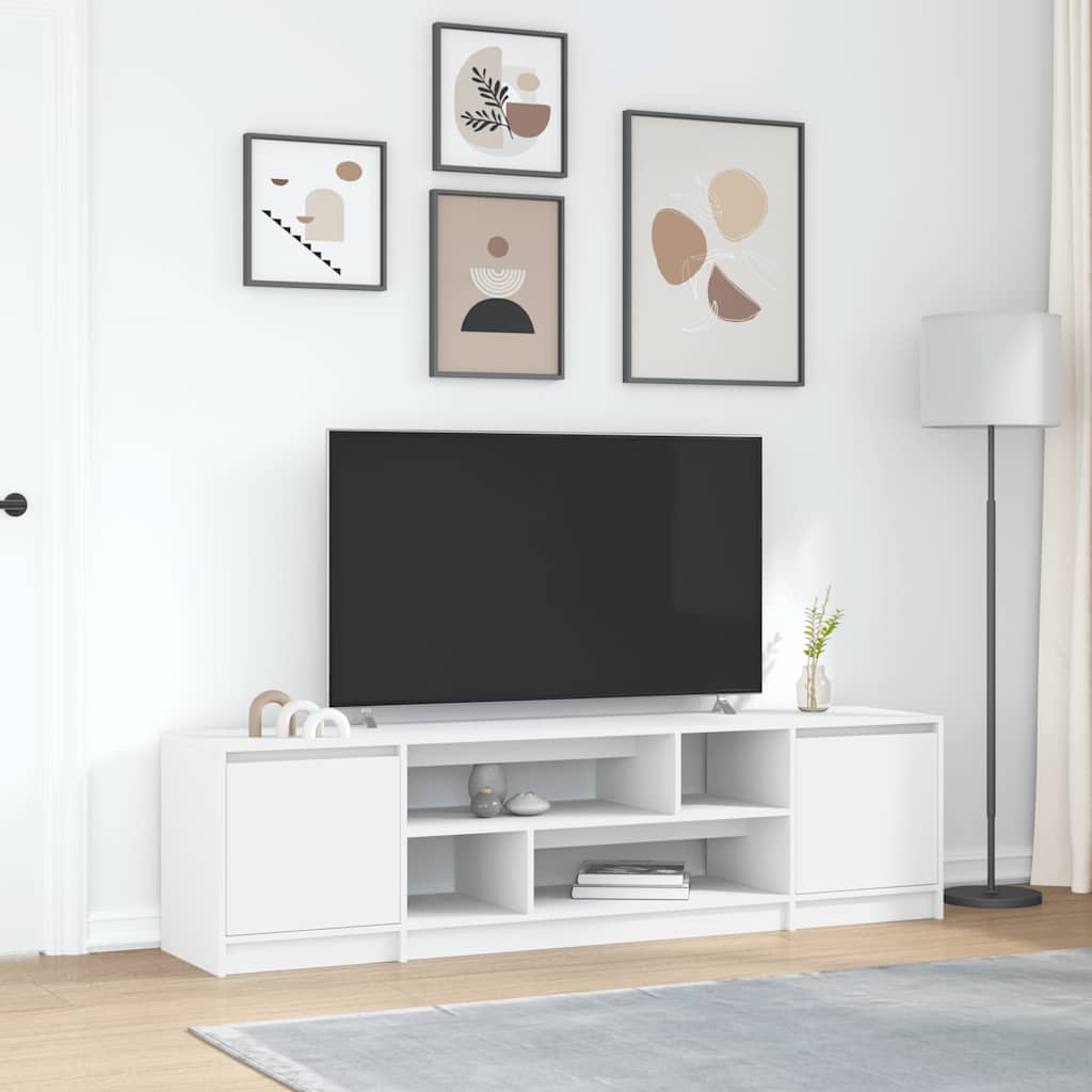 TV Stand White 188.5x41x50 Cm Engineered Wood