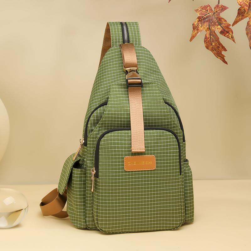 Leichte Brusttasche für Damen Kariert Mehrzweck-Rucksack