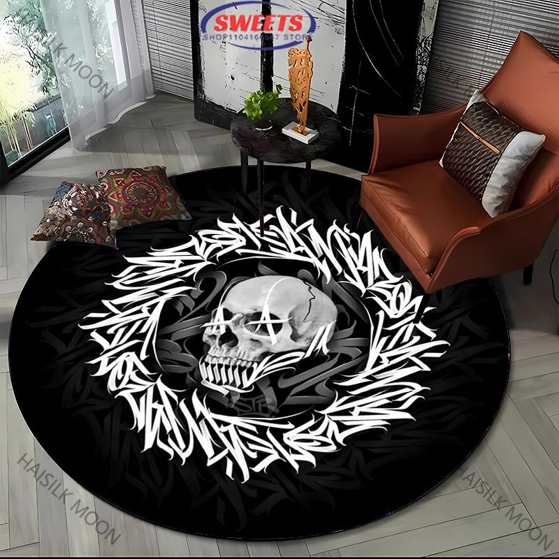 1PC Mystery Art Style Word Print Round Carpet Living Room Bedroom Sofa All Seasons Mat Modern Decorative Rug Top 10 Holiday Gift