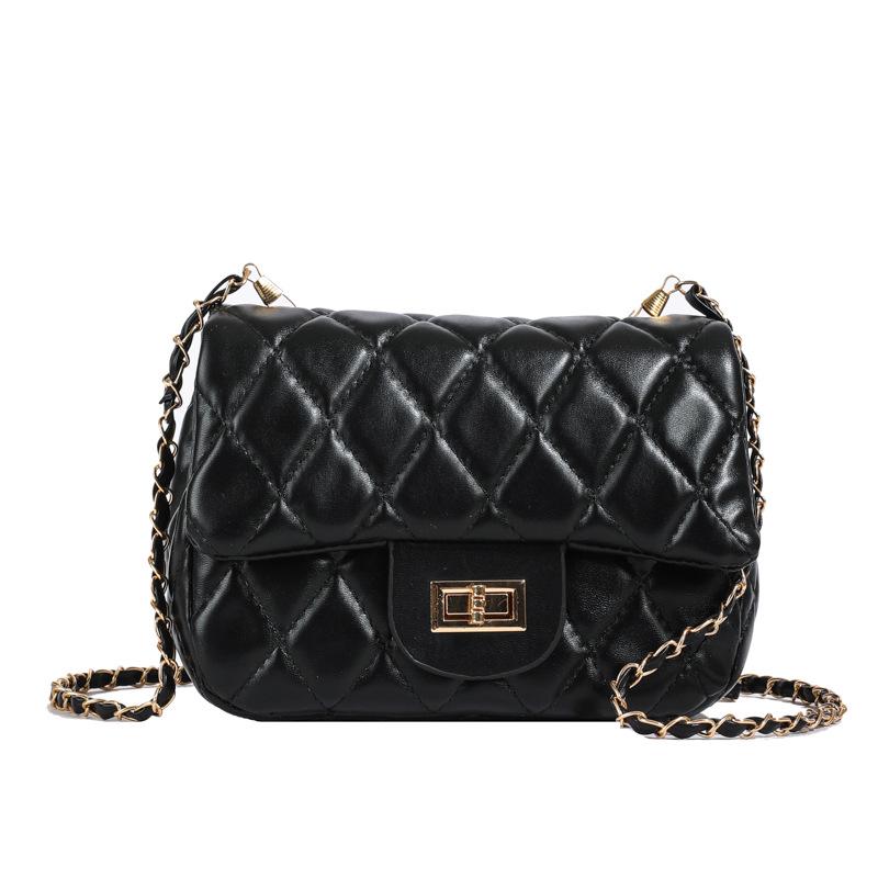 2024 Spring Women's Argyle Chain Crossbody Bag - High-End Fashion with Little Golden Ball Accent