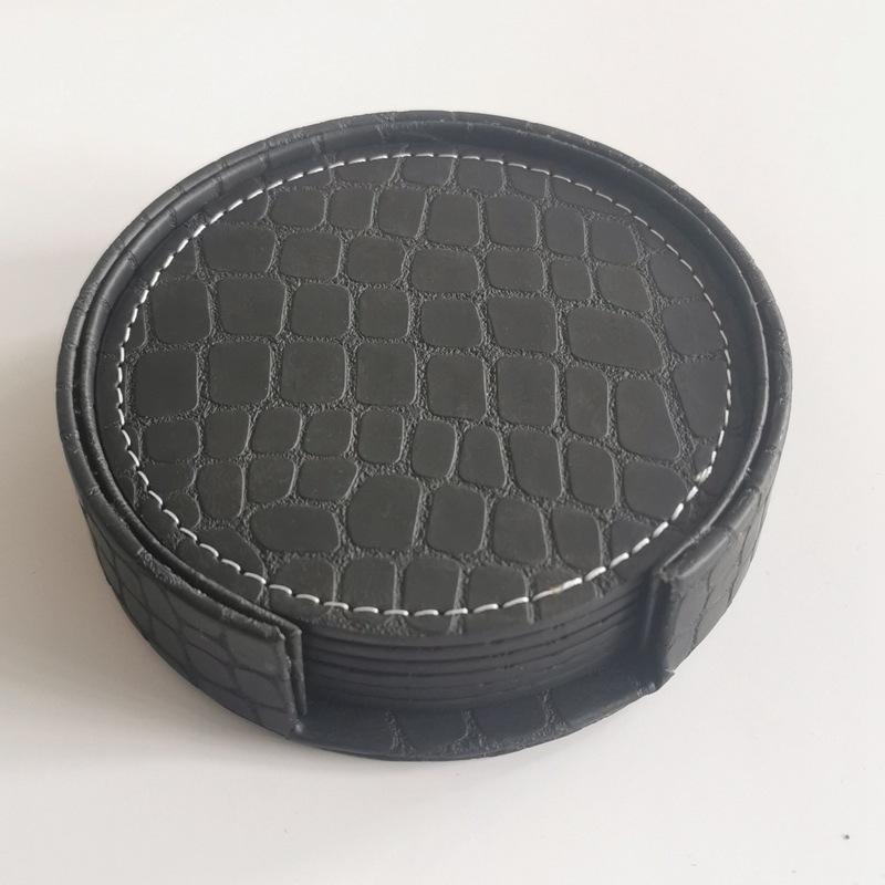 Aixiangru Leder Untersetzer Sets Untersetzerhalter 6 Stück Tassenuntersetzer Untersetzer für Gläser Küchenzubehör Schwarz Getränkeuntersetzer