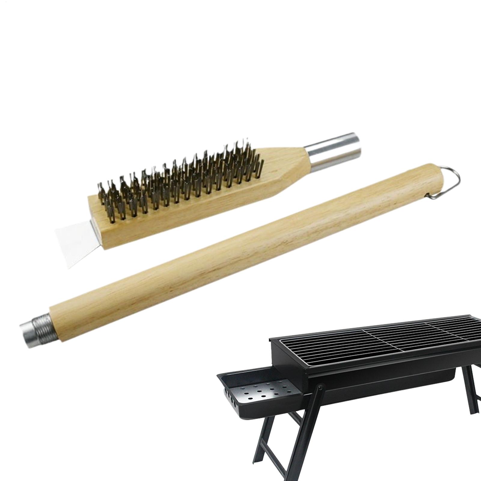 50cm Long Detachable Wire Brush Pizza Oven Brush Pizza Stone Baking Slate Cleaning Brush Outdoor BBQ Grill Brushes China Mainland