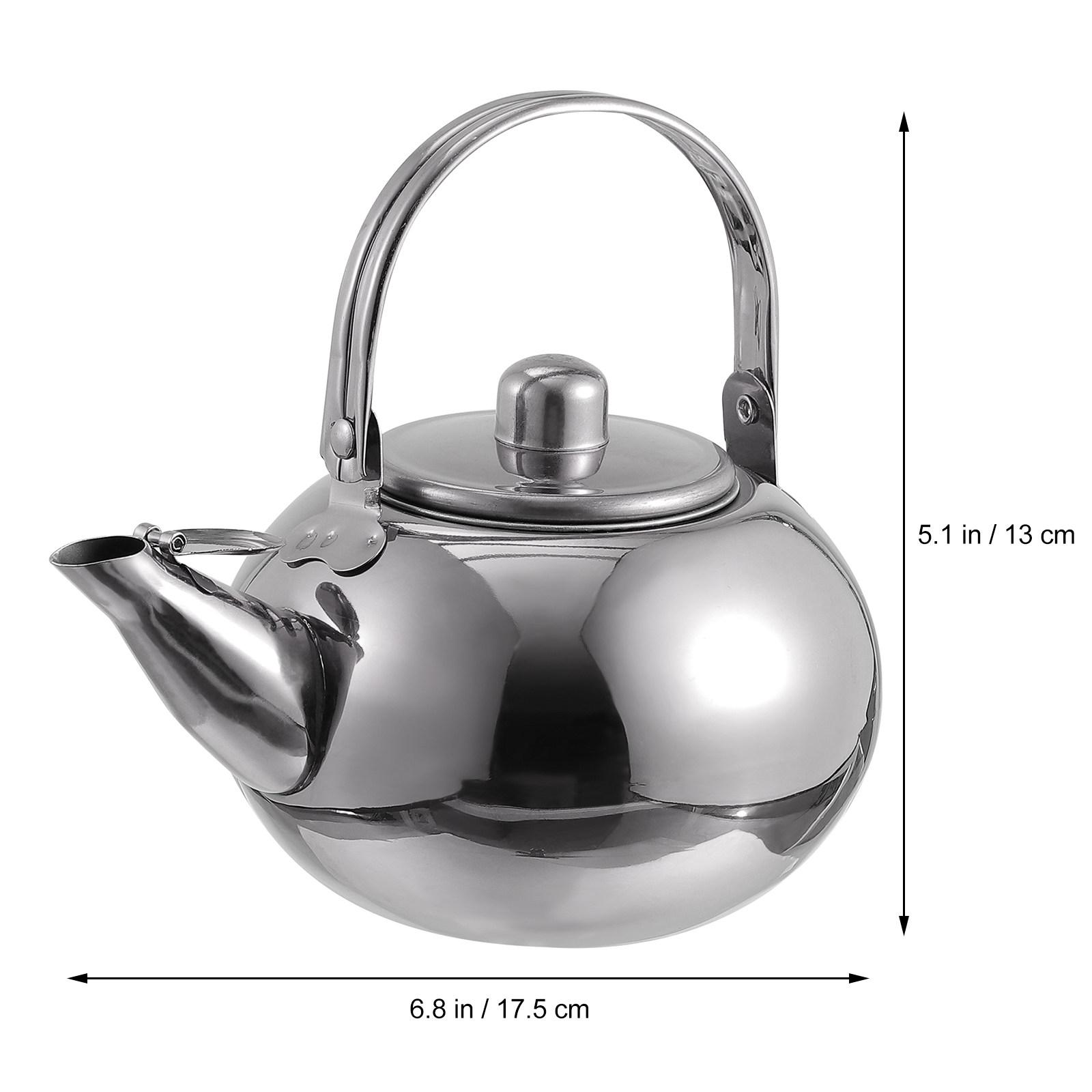 

1Pcs Teapot Large Capacity Stainless Steel Thickened Tea Kettle Portable Home Use Filter Strainer Teapot Tea Kettle серебряный