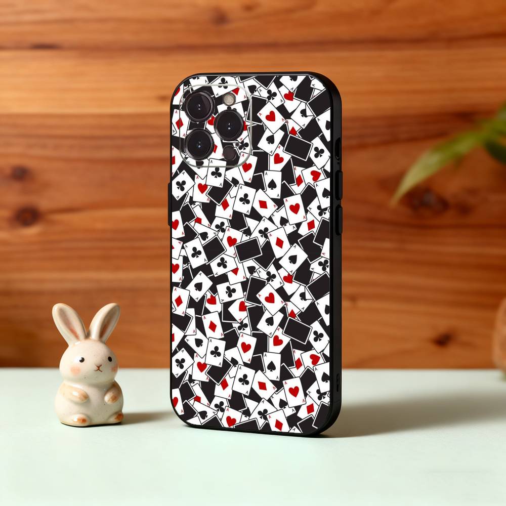 

A-Ace of Spades Poker Phone Case For iPhone17,16,15,14,13,12Plus,Pro Max,XS,5G Soft Silicone Black Cover iPhone16se4
