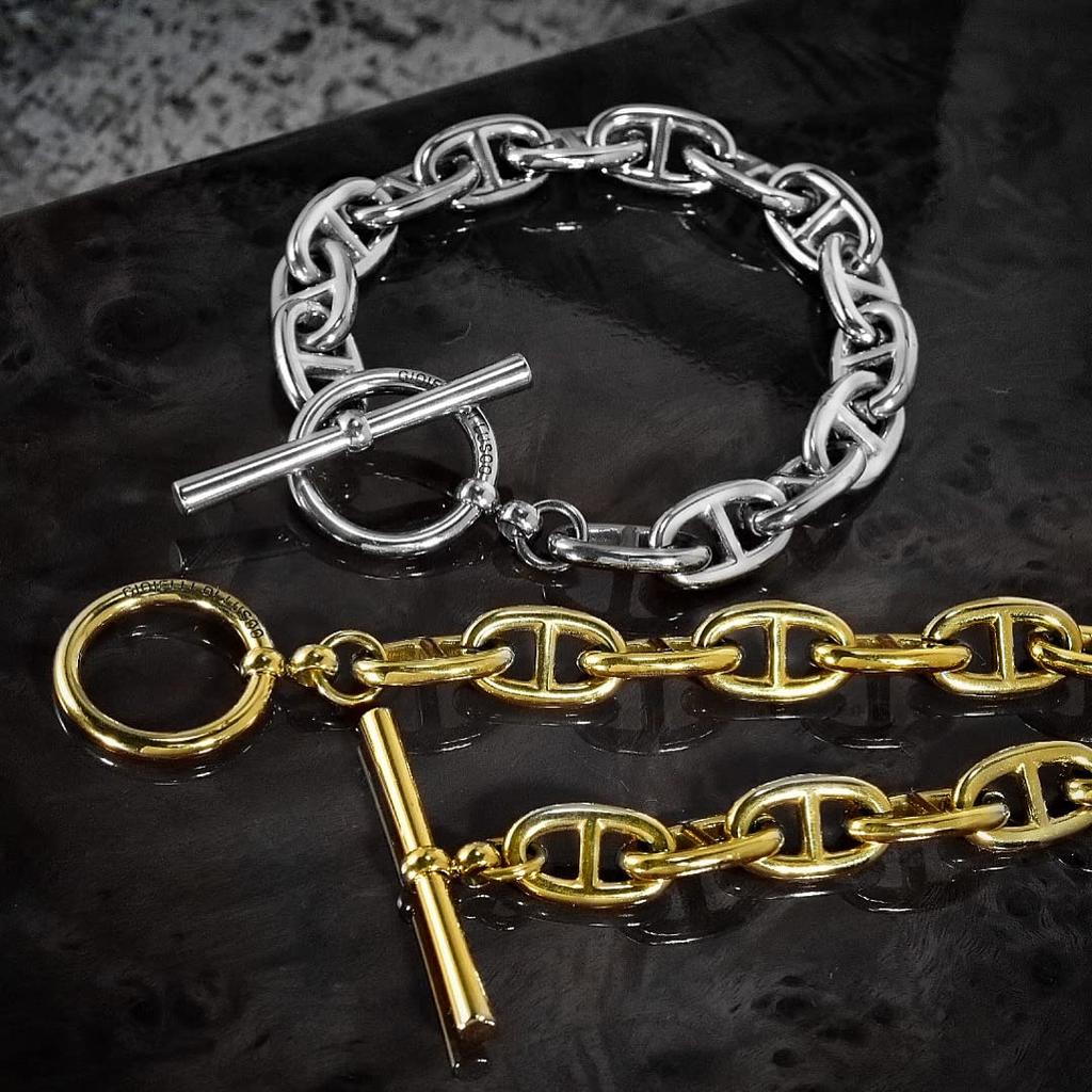 Bransoletka łańcuszkowa Bransoletka łańcuch kotwiczny Bransoletka Srebrna Stal chirurgiczna 316L [Lucliss] Męska