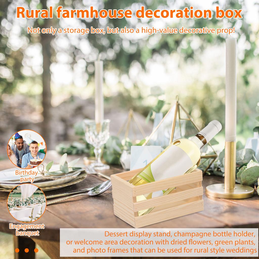 10Pcs Wooden Crates Nesting Decor Wood Box Farmhouse Storage Basket Container for Display and Organization Home Centerpieces
