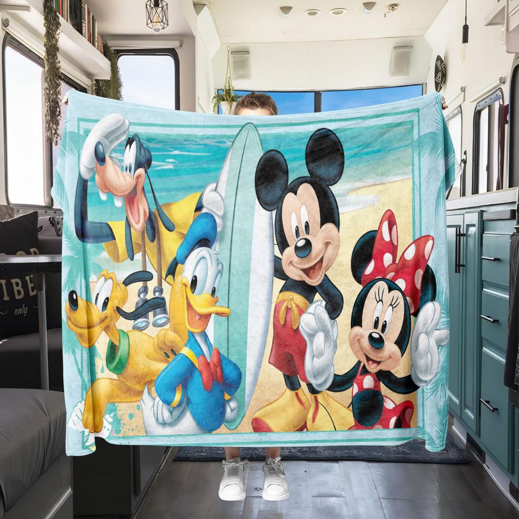 Mickey Flannel Blanket Cartoon Print for Bedrooms Sofas Beds Home Decor Picnics Travel Chairs Great Gift Various Sizes