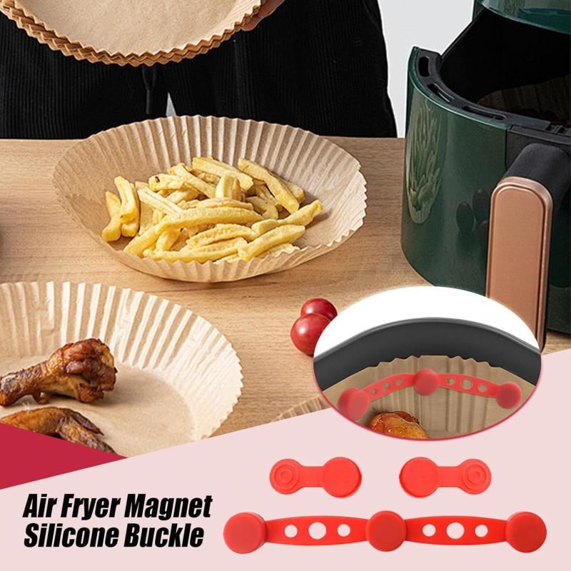 Air Fryer Magnets For Parchment Paper Silicone Magnet Buckle Air Fryer Accessories Liner Holder Replacement Parts Prevent Paper