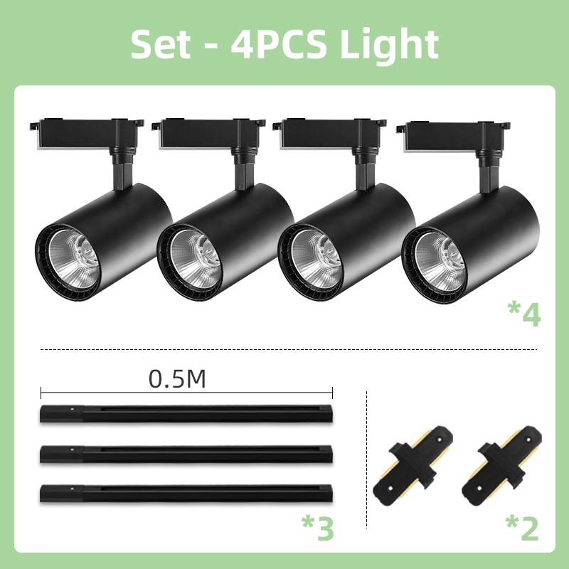 LED Track Light Set COB Track Lamp Rail Lighting for 20/30/40W Home Spotlight Indoor Clothing Shop Store Bedroom Lamp Fixture