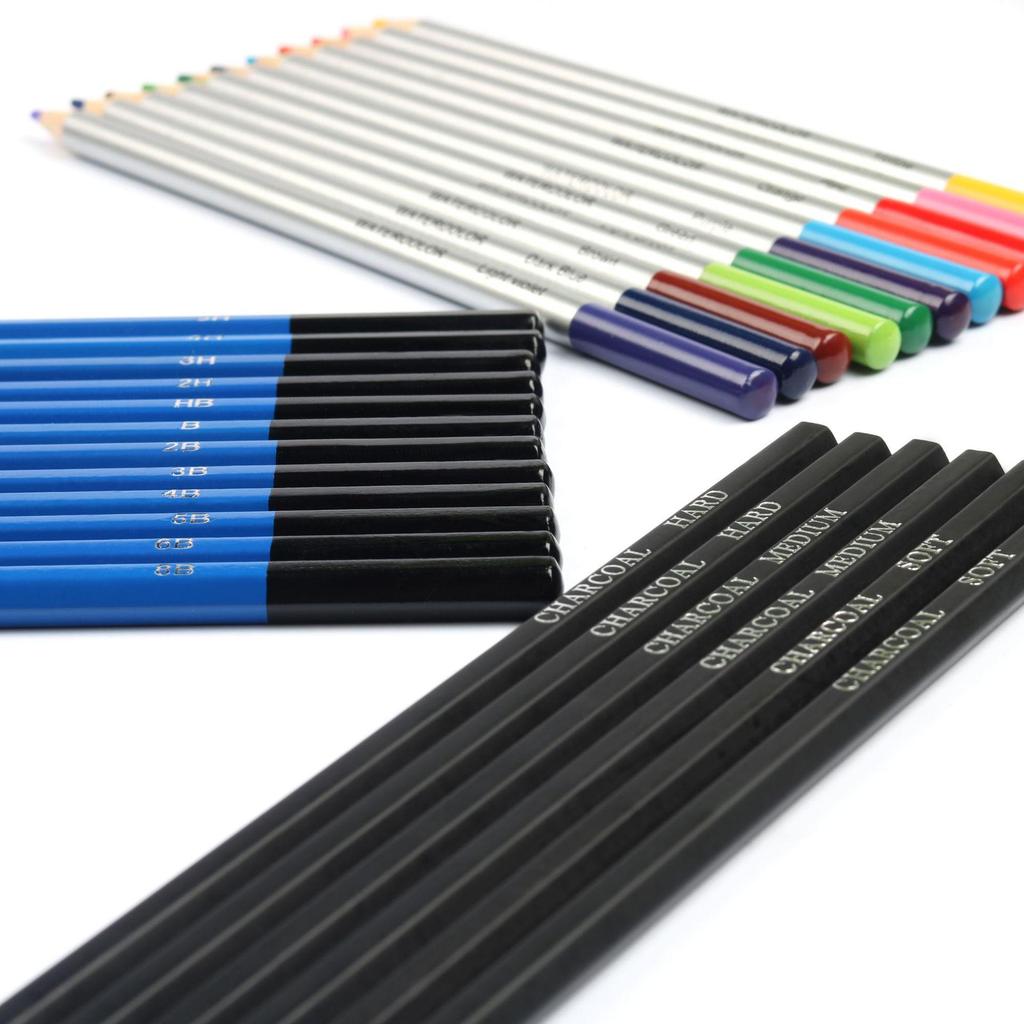 41-Piece Art Set: Sketch & Watercolor Pencils, Painting Supplies