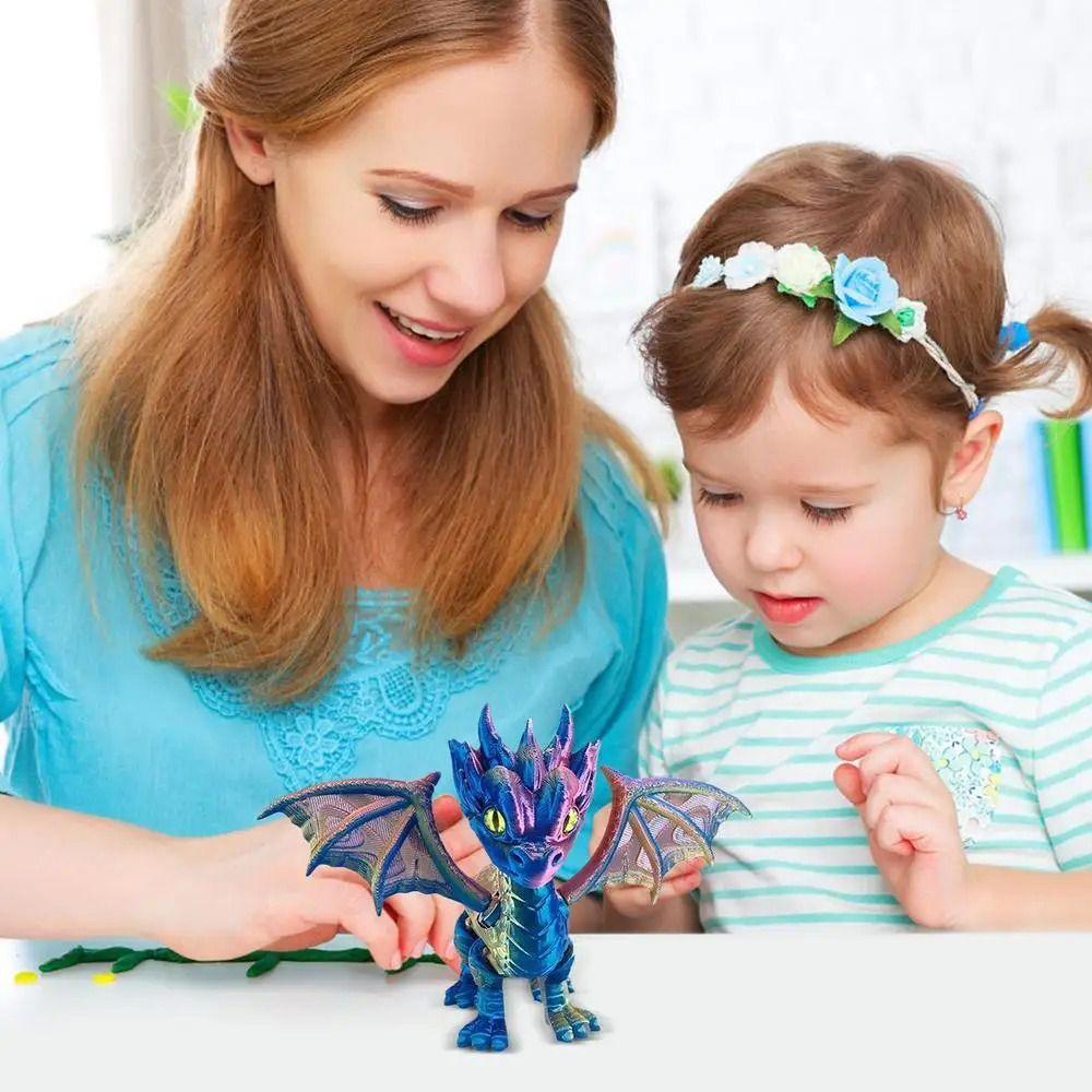 Multi-jointed 3D Printed Dragon Articulated Dragon Model Toy Flying Dragon Figures  Statue Gifts
