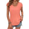 Women's Sleeveless Blouse - Round Neck Ruffled Hem Flowy Casual Top for Spring and Summer