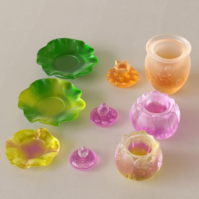 Lotuses Flower Storage Jar Mold Epoxy Resin Mould for Concrete Planter and Pen Organizers Jewelry Making Supplies