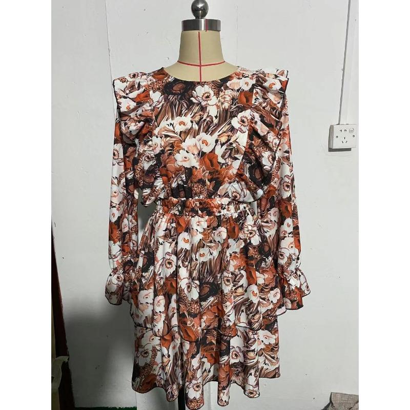 

Женское облегающее платье с принтом и длинными рукавами для женщин XL оранжевый