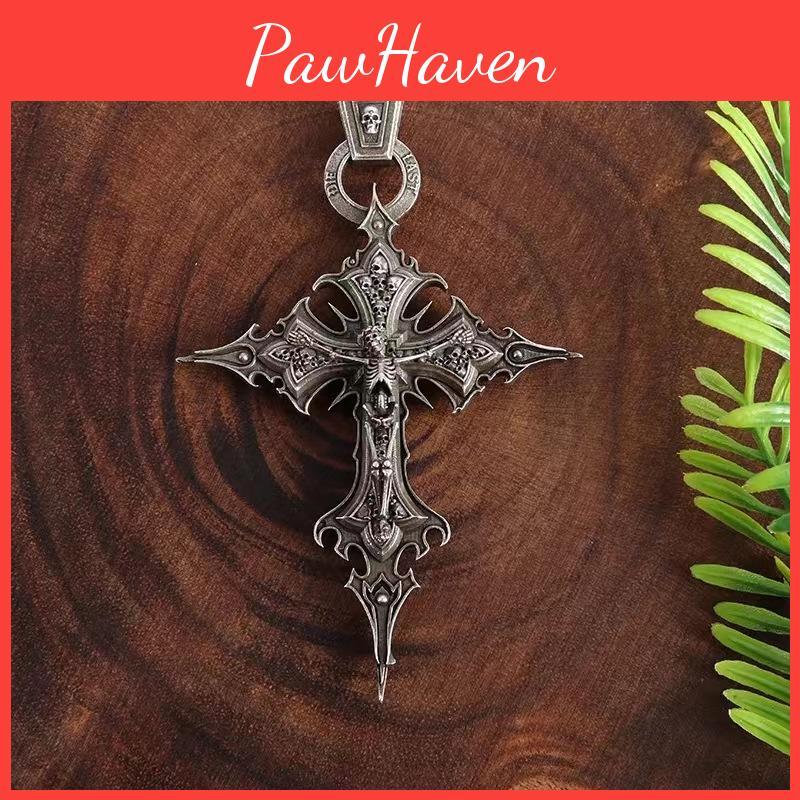 Gothic Skull Elegant Cross Pendant Necklace With Exquisite Pearl Chain Perfect For Individuals Fashionforward