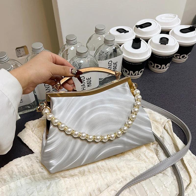 Fashion Women's Crossbody Bags High Quality Pearl Beading Ladies Shoulder Bags  New Simplicity