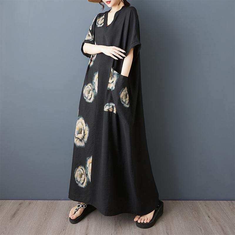 DIMANAF New Women 2025 Plus Size Summer Long Casual Dress Loose Linen Vintage Basic Maxi Dress 9859