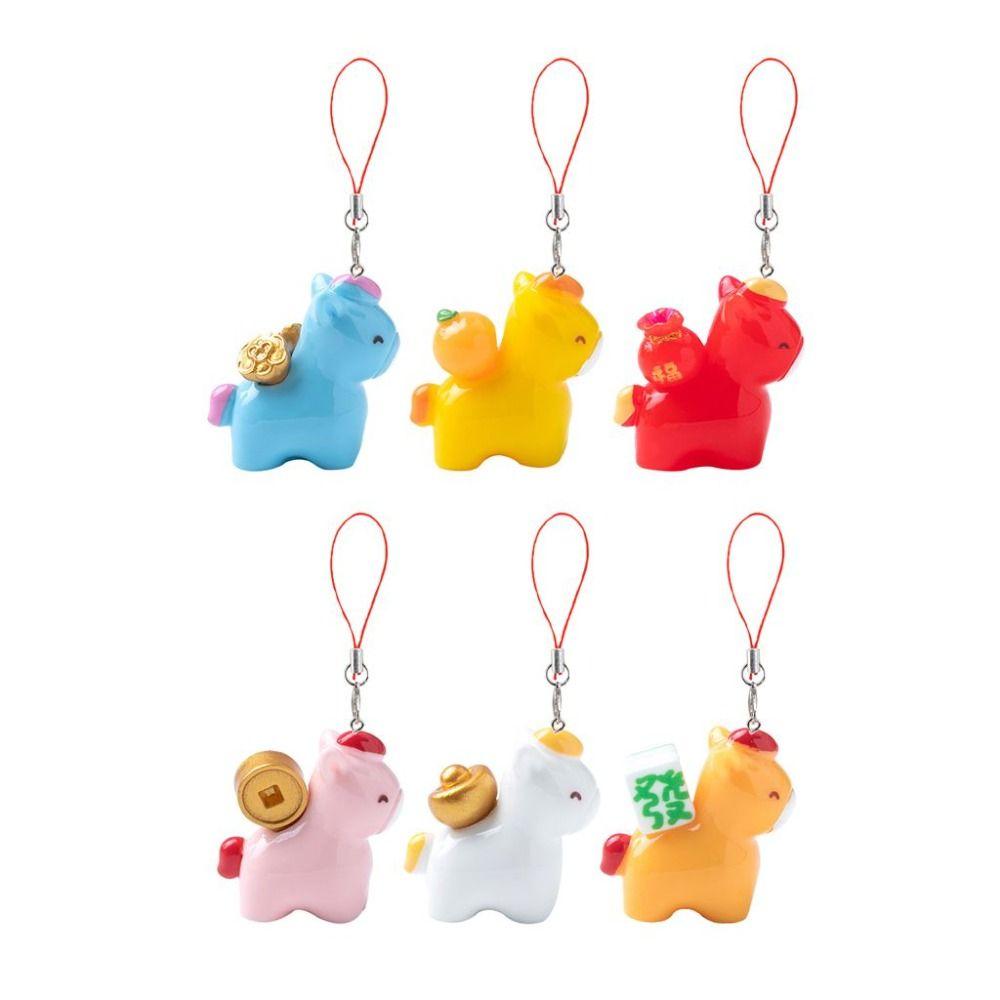 Cartoon Design Horse Keychain Mini Pony Phone Strap Funny Horse Pendant  Backpack Decoration