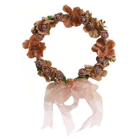 Artificial Flower Decor Beach Bridal Headband with Ribbon Bohemia Style Wedding Flower Headpiece Hair Accessory
