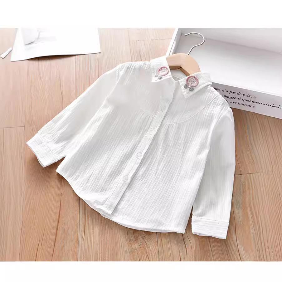Girls' Cotton Lollipop Shirt - Spring/Autumn Korean-Style Doll Academic Fashion