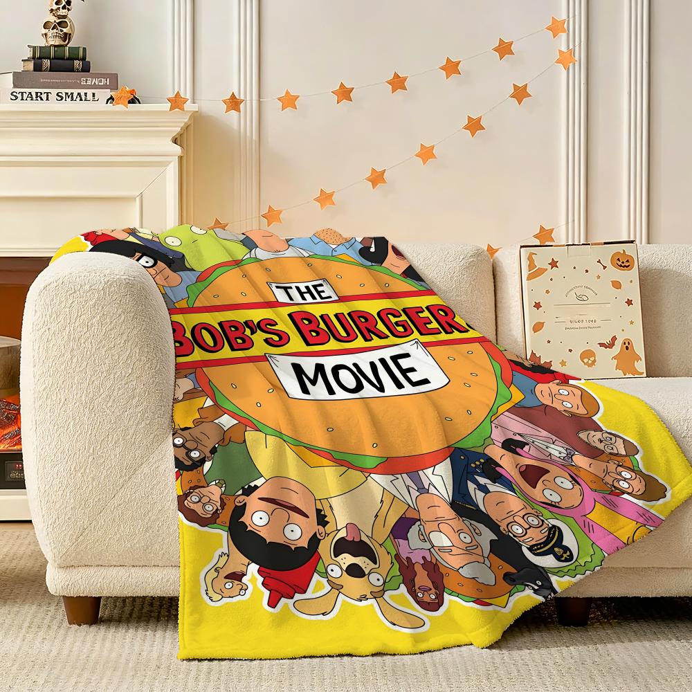 Cartoon Bobs Burgers Anime Throw 240g Flannel Blanket Lightweight Soft Skin-friendly Summer Thin Throw Blanket