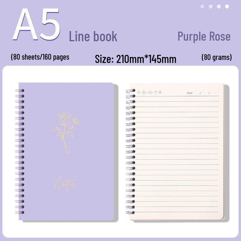 Macaron Color A5 Spiral Notebook - Ruled Diary for Students & Office